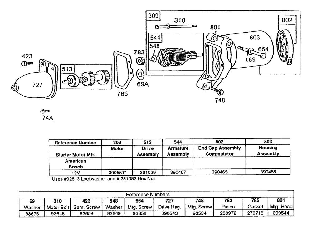 Electric Starter And Chart Diagram and Parts List for 132431-0267-XX  Briggs and Stratton Engine